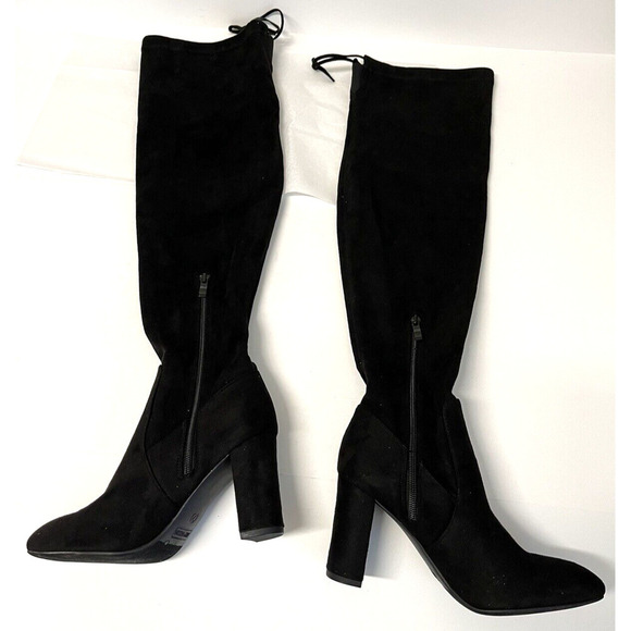 Top Moda Black Suede Over the Knees Boots Sz 7 M Black NEW - Picture 10 of 11